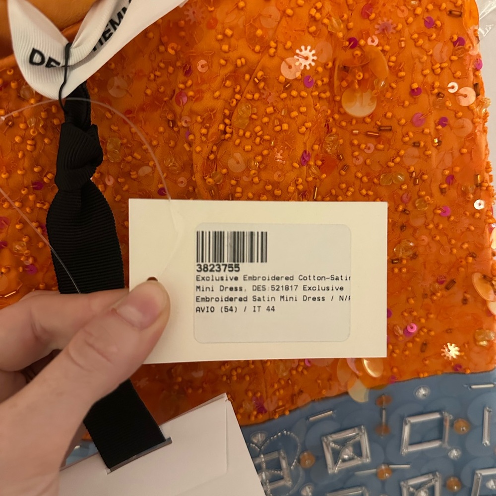 Des Phemmes Orange and Blue Sequin Mini Dress NWT - Picture 6 of 8